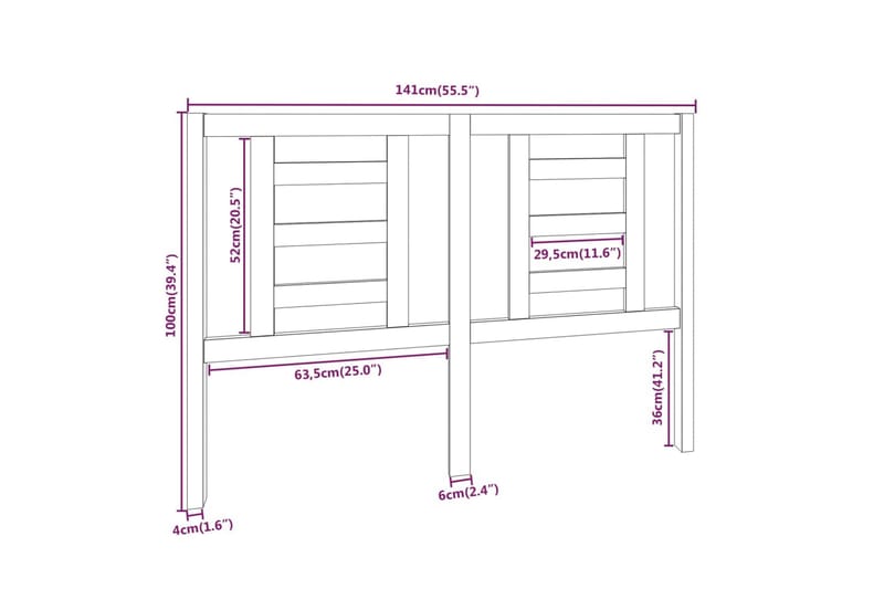 Sengegavl honningbrun 141x4x100 cm heltre furu - Brun - Møbler - Senger - Sengetilbehør & sengegavl - Sengegavl