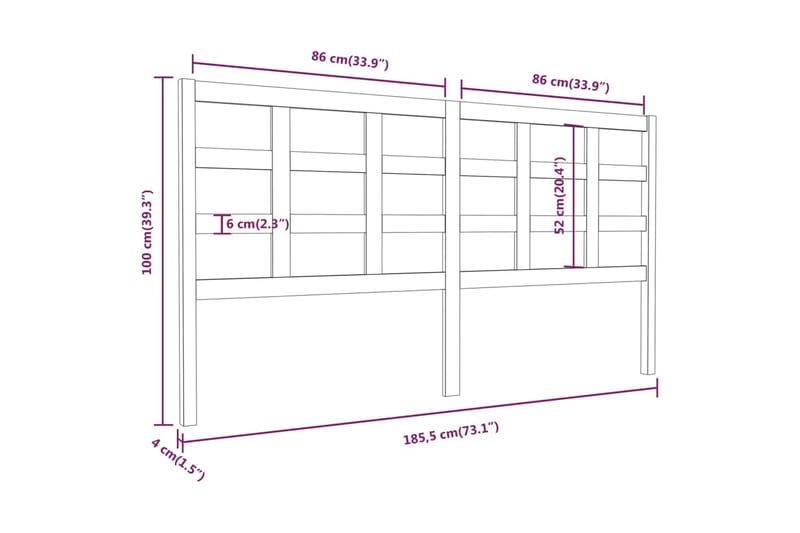 Sengegavl honningbrun 185,5x4x100 cm heltre furu - Brun - Møbler - Senger - Sengetilbehør & sengegavl - Sengegavl