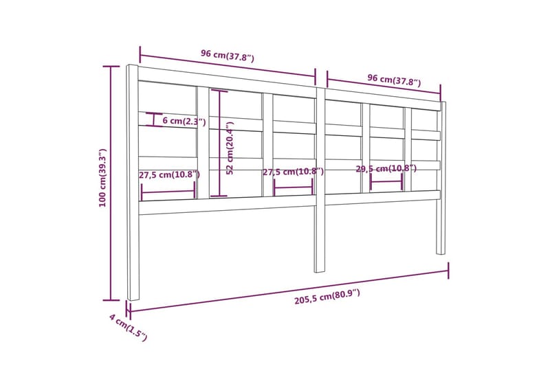 Sengegavl honningbrun 205,5x4x100 cm heltre furu - Brun - Møbler - Senger - Sengetilbehør & sengegavl - Sengegavl