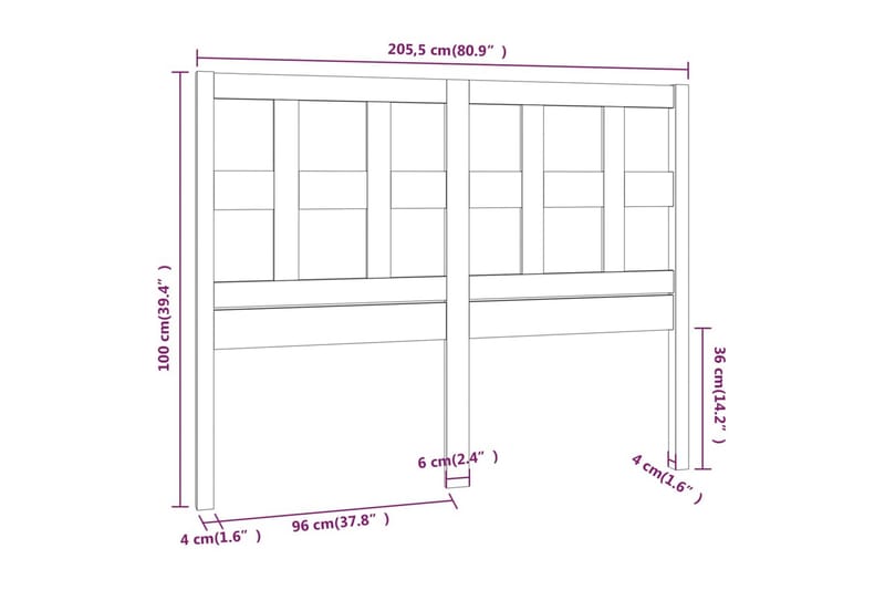 Sengegavl honningbrun 205,5x4x100 cm heltre furu - Brun - Møbler - Senger - Sengetilbehør & sengegavl - Sengegavl