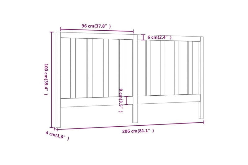 Sengegavl honningbrun 206x4x100 cm heltre furu - Brun - Møbler - Senger - Sengetilbehør & sengegavl - Sengegavl