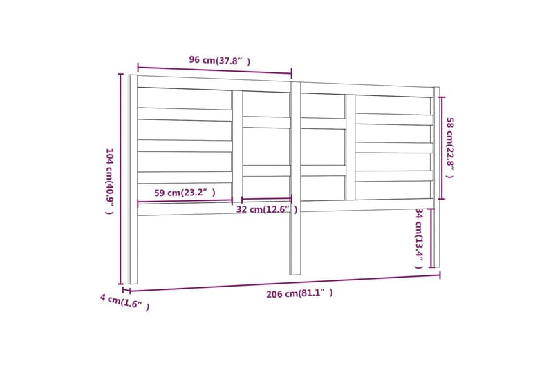 Sengegavl honningbrun 206x4x104 cm heltre furu - Brun - Møbler - Senger - Sengetilbehør & sengegavl - Sengegavl