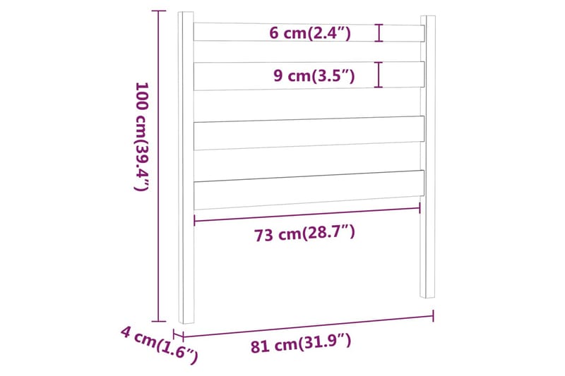 Sengegavl honningbrun 81x4x100 cm heltre furu - Brun - Møbler - Senger - Sengetilbehør & sengegavl - Sengegavl