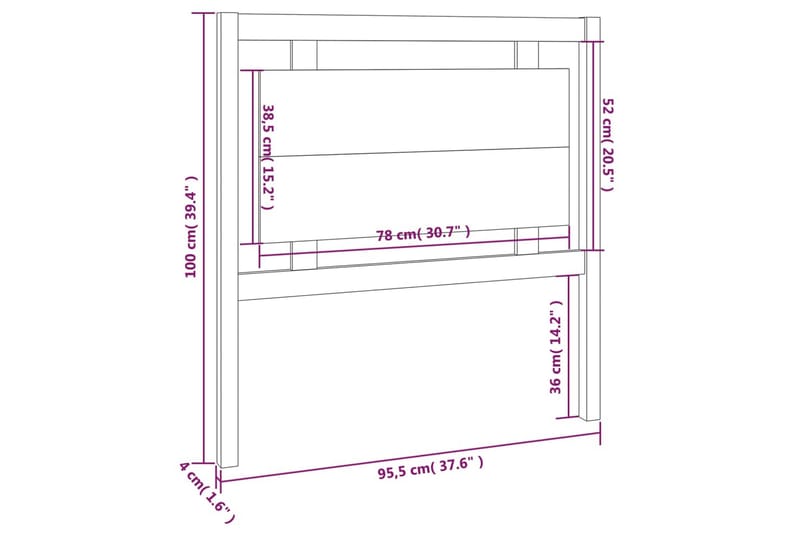 Sengegavl honningbrun 95,5x4x100 cm heltre furu - Brun - Møbler - Senger - Sengetilbehør & sengegavl - Sengegavl