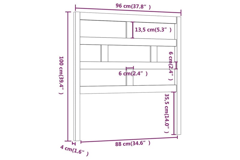 Sengegavl honningbrun 96x4x100 cm heltre furu - Brun - Møbler - Senger - Sengetilbehør & sengegavl - Sengegavl