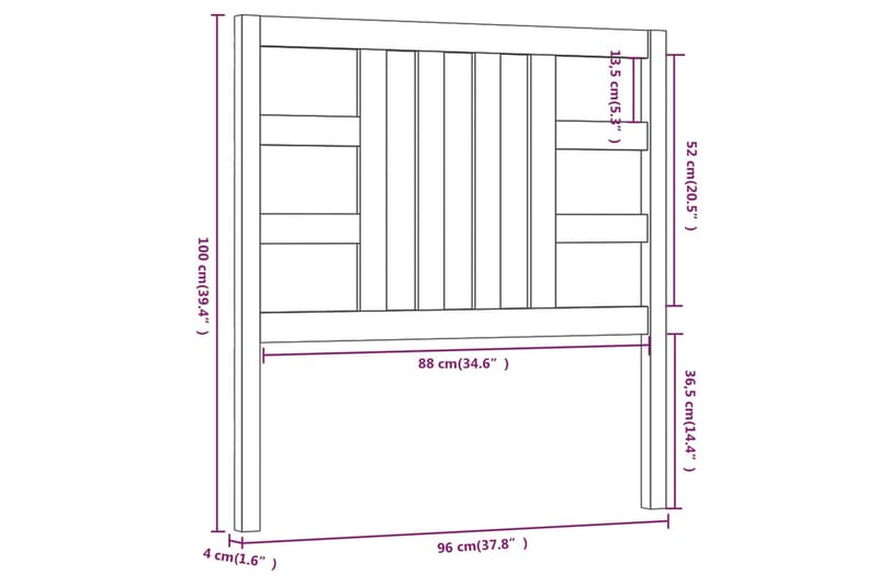 Sengegavl honningbrun 96x4x100 cm heltre furu - Brun - Møbler - Senger - Sengetilbehør & sengegavl - Sengegavl