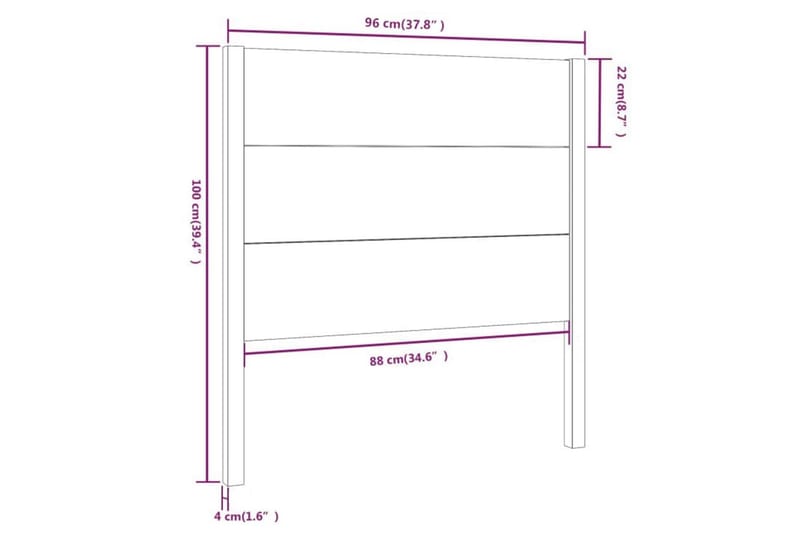 Sengegavl honningbrun 96x4x100 cm heltre furu - Brun - Møbler - Senger - Sengetilbehør & sengegavl - Sengegavl