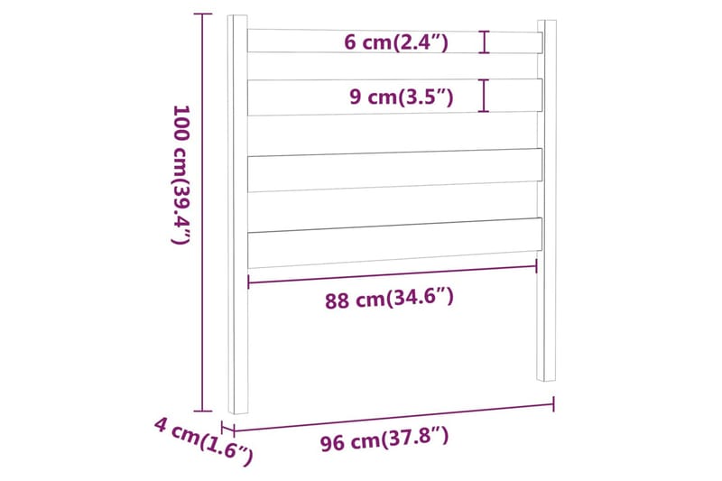 Sengegavl honningbrun 96x4x100 cm heltre furu - Brun - Møbler - Senger - Sengetilbehør & sengegavl - Sengegavl