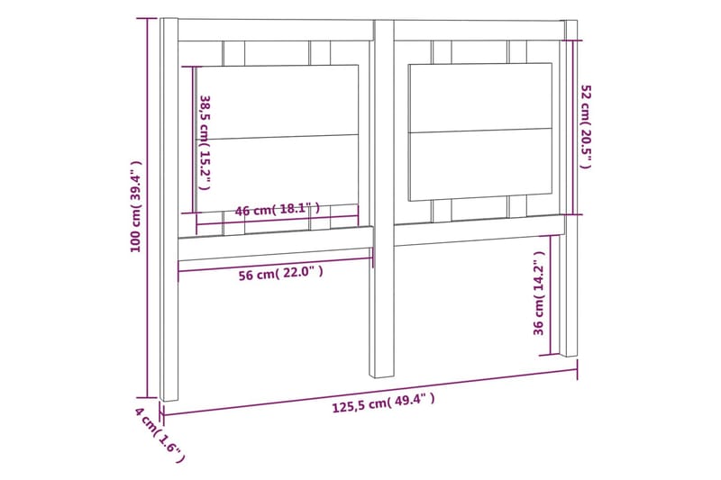 Sengegavl hvit 125,5x4x100 cm heltre furu - Hvit - Møbler - Senger - Sengetilbehør & sengegavl - Sengegavl