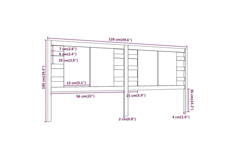 Sengegavl hvit 126x4x100 cm heltre furu - Hvit - Møbler - Senger - Sengetilbehør & sengegavl - Sengegavl