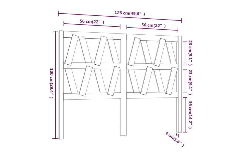 Sengegavl hvit 126x4x100 cm heltre furu - Hvit - Møbler - Senger - Sengetilbehør & sengegavl - Sengegavl