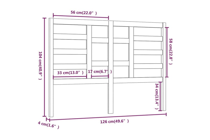 Sengegavl hvit 126x4x104 cm heltre furu - Hvit - Møbler - Senger - Sengetilbehør & sengegavl - Sengegavl