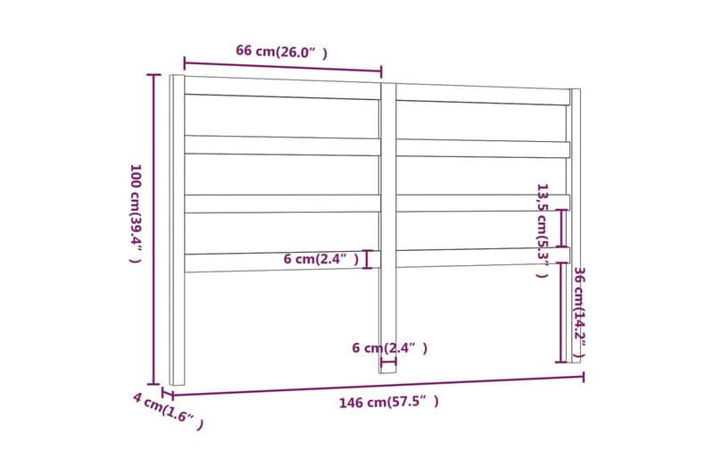 Sengegavl hvit 146x4x100 cm heltre furu - Hvit - Møbler - Senger - Sengetilbehør & sengegavl - Sengegavl