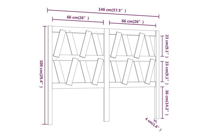 Sengegavl hvit 146x4x100 cm heltre furu - Hvit - Møbler - Senger - Sengetilbehør & sengegavl - Sengegavl