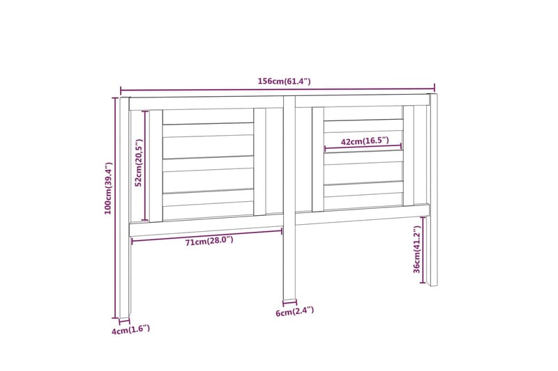 Sengegavl hvit 156x4x100 cm heltre furu - Hvit - Møbler - Senger - Sengetilbehør & sengegavl - Sengegavl