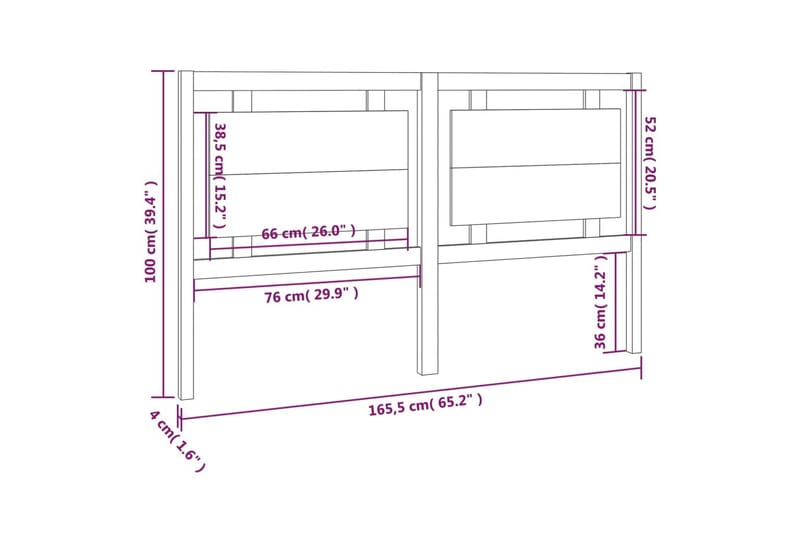 Sengegavl hvit 165,5x4x100 cm heltre furu - Hvit - Møbler - Senger - Sengetilbehør & sengegavl - Sengegavl