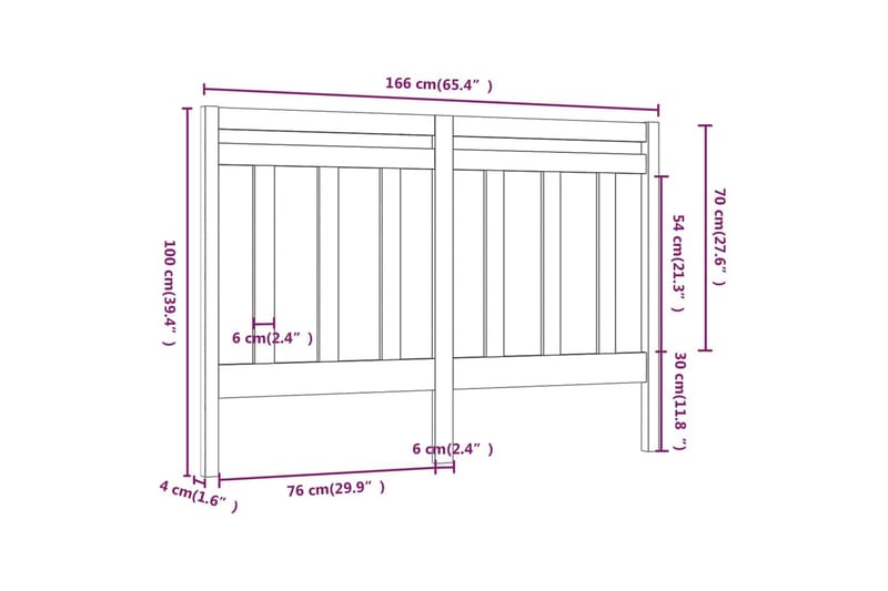 Sengegavl hvit 166x4x100 cm heltre furu - Hvit - Møbler - Senger - Sengetilbehør & sengegavl - Sengegavl