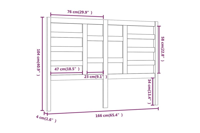 Sengegavl hvit 166x4x104 cm heltre furu - Hvit - Møbler - Senger - Sengetilbehør & sengegavl - Sengegavl