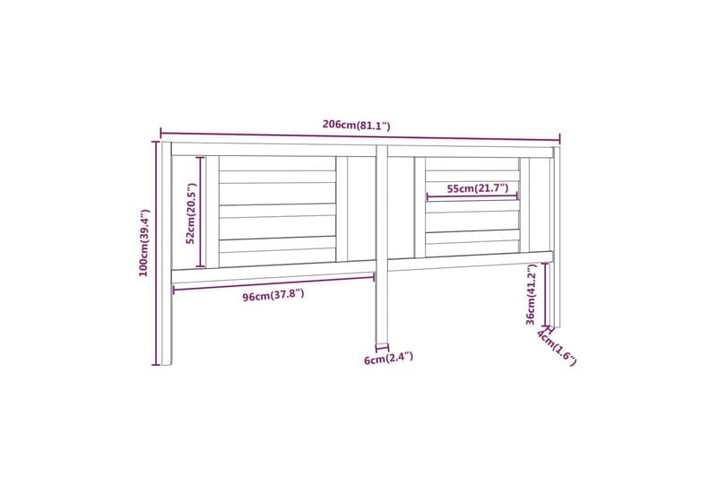 Sengegavl hvit 206x4x100 cm heltre furu - Hvit - Møbler - Senger - Sengetilbehør & sengegavl - Sengegavl