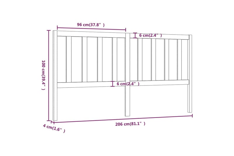 Sengegavl hvit 206x4x100 cm heltre furu - Hvit - Møbler - Senger - Sengetilbehør & sengegavl - Sengegavl