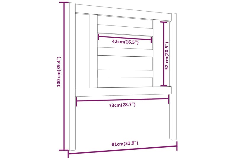 Sengegavl hvit 81x4x100 cm heltre furu - Hvit - Møbler - Senger - Sengetilbehør & sengegavl - Sengegavl