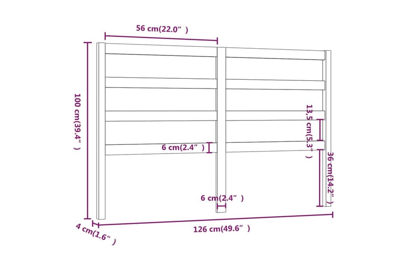 Sengegavl svart 126x4x100 cm heltre furu - Svart - Møbler - Senger - Sengetilbehør & sengegavl - Sengegavl