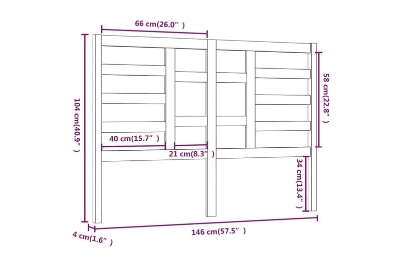 Sengegavl svart 146x4x104 cm heltre furu - Svart - Møbler - Senger - Sengetilbehør & sengegavl - Sengegavl