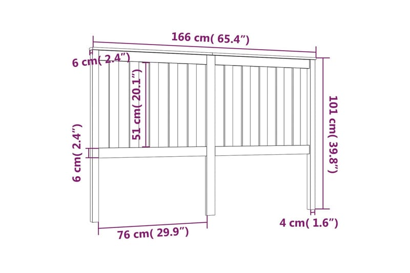 Sengegavl svart 166x6x101 cm heltre furu - Svart - Møbler - Senger - Sengetilbehør & sengegavl - Sengegavl