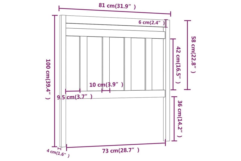 Sengegavl svart 81x4x100 cm heltre furu - Svart - Møbler - Senger - Sengetilbehør & sengegavl - Sengegavl