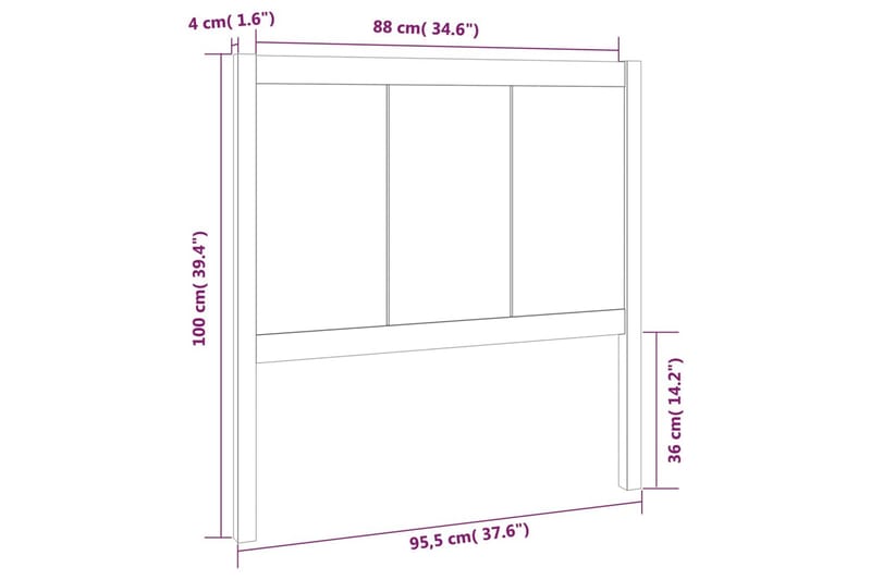 Sengegavl svart 95,5x4x100 cm heltre furu - Svart - Møbler - Senger - Sengetilbehør & sengegavl - Sengegavl