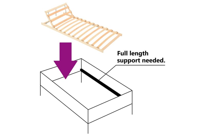 Spilebase med 13 lameller og justerbar hodegavl 90x200 cm - Brun - Møbler - Senger - Sengetilbehør & sengegavl - Ribbebunn