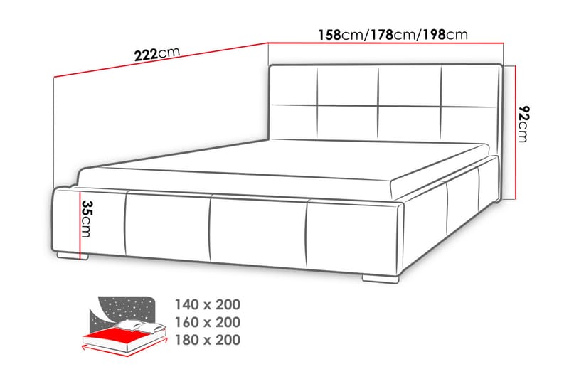 Sirdal Sengeramme 180x200 cm - Svart - Møbler - Senger - Sengeramme & sengestamme