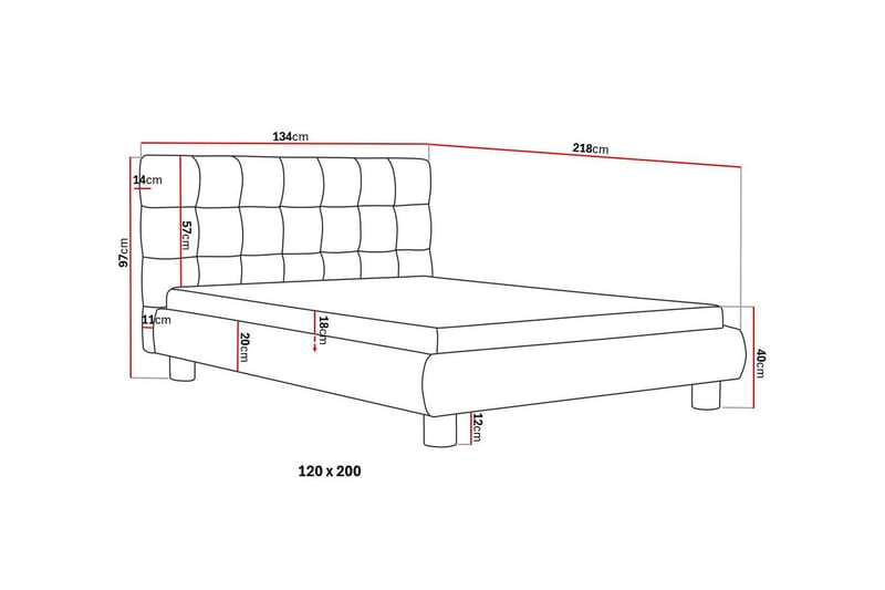 Teddy Komplett Sengpakke Sengeramme med Madrass 120x200 cm - Grå - Møbler - Senger - Komplett sengepakke