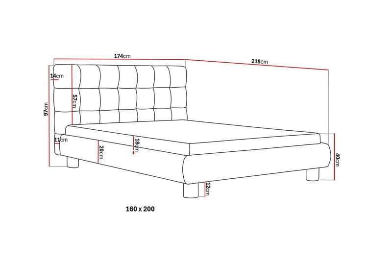 Teddy Komplett Sengpakke Sengeramme med Madrass 160x200 cm - Grå - Møbler - Senger - Komplett sengepakke