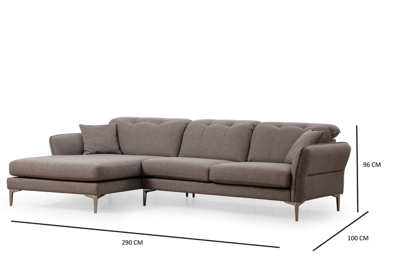 Chandara Sofa med Divan 5-seter - Grå - Møbler - Sofaer - Sofa med sjeselong