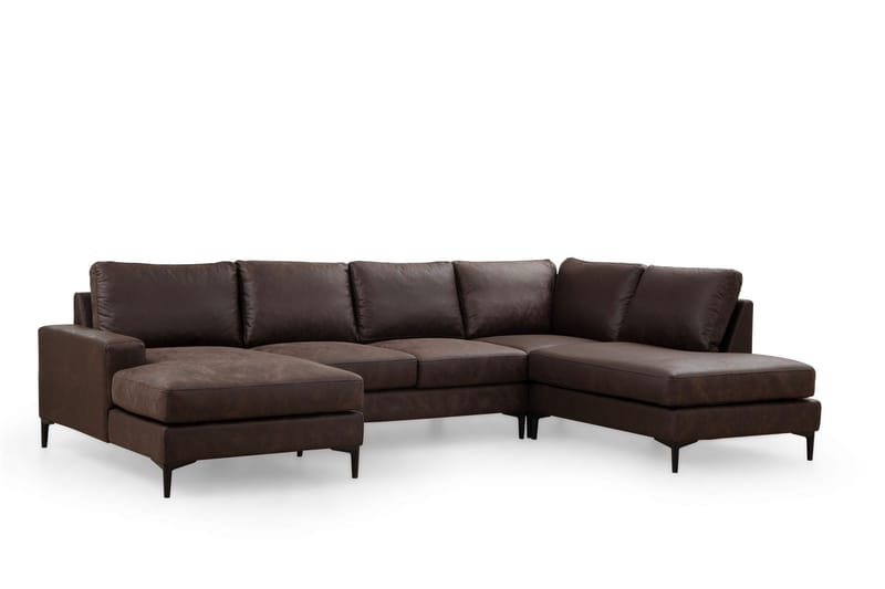 Svanabyn Sofa m. Divan og Sjeselong 4-seter - Mørkebrun - Møbler - Sofaer - U-sofa