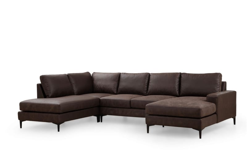 Svanabyn Sofa m. Divan og Sjeselong 4-seter - Mørkebrun - Møbler - Sofaer - U-sofa