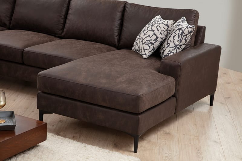 Svanabyn Sofa m. Divan og Sjeselong 4-seter - Mørkebrun - Møbler - Sofaer - U-sofa