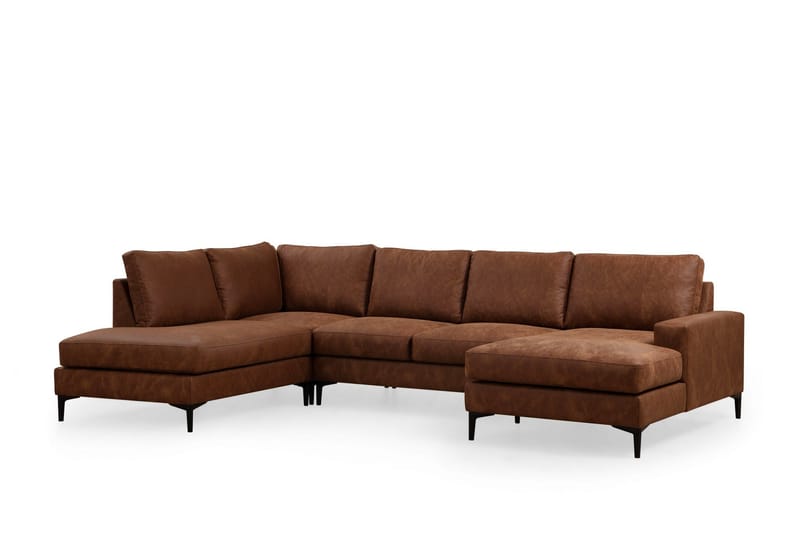 Svanabyn Sofa m. Divan og Sjeselong 4-seter - Brun - Møbler - Sofaer - U-sofa