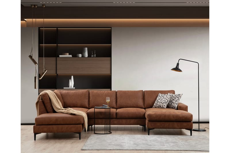 Svanabyn Sofa m. Divan og Sjeselong 4-seter - Brun - Møbler - Sofaer - U-sofa