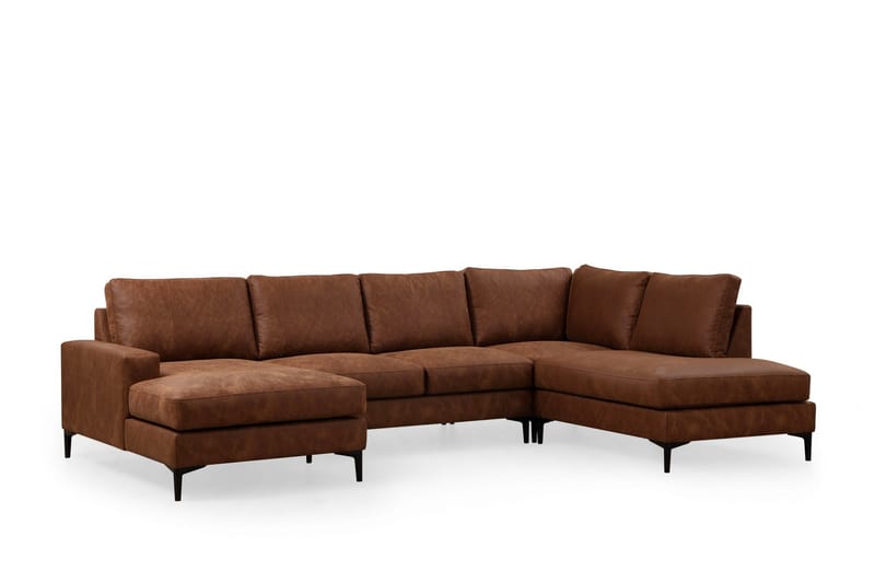 Svanabyn Sofa m. Divan og Sjeselong 4-seter - Brun - Møbler - Sofaer - U-sofa