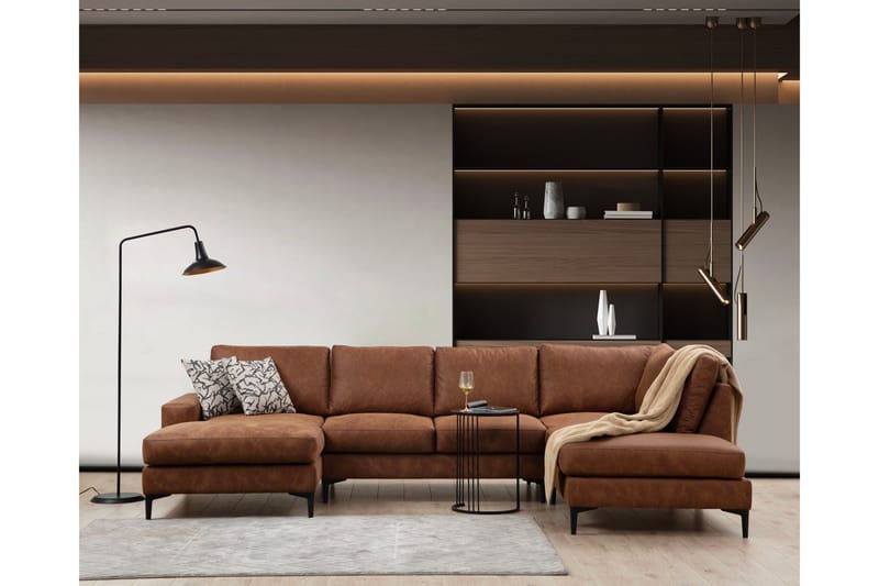 Svanabyn Sofa m. Divan og Sjeselong 4-seter - Brun - Møbler - Sofaer - U-sofa