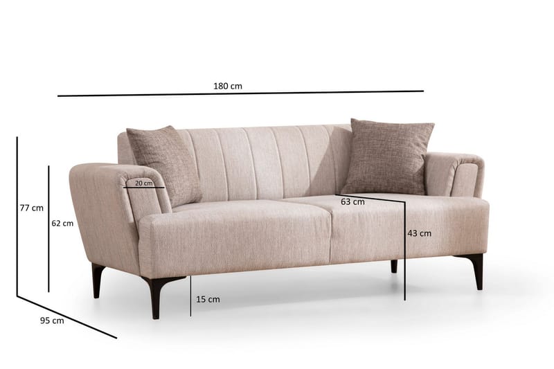 Lilesville 3-seter Sofa - Beige - Møbler - Sofaer - 2 seter sofa