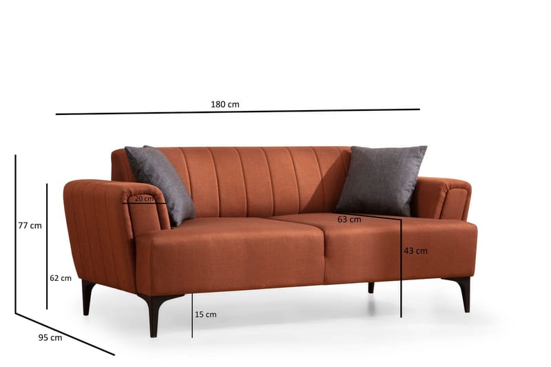 Lilesville 3-seter Sofa - Rød - Møbler - Sofaer - 2 seter sofa