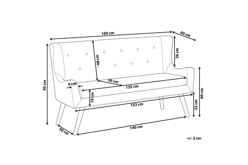 Skibby 2-seters Sofa - Lysegrå - Møbler - Sofaer - 2 seter sofa