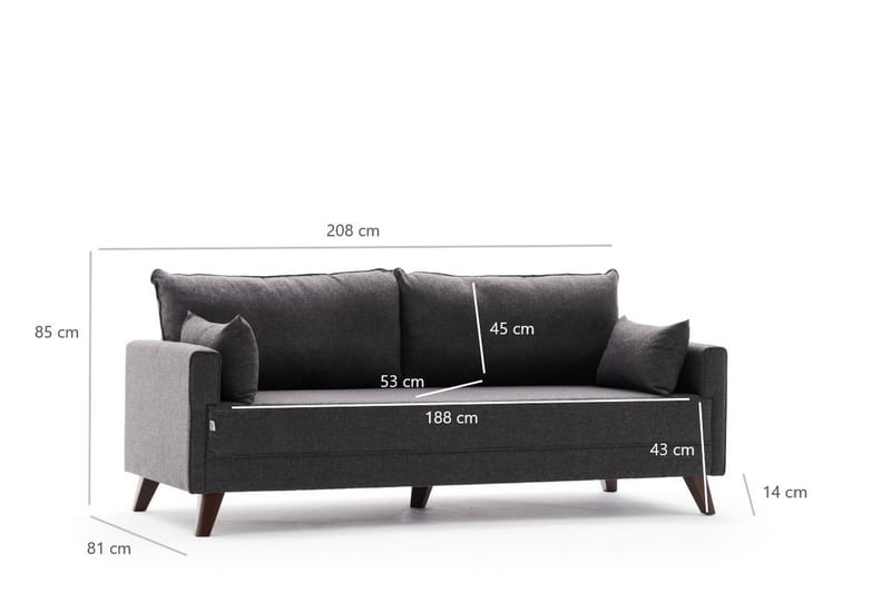 Antigua 3-seters Sofa - Anstrasitt/Brun - Møbler - Sofaer - Sofa 3 seter