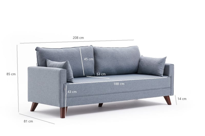 Antigua 3-seters Sofa - Blå/Natur - Møbler - Sofaer - Sofa 3 seter