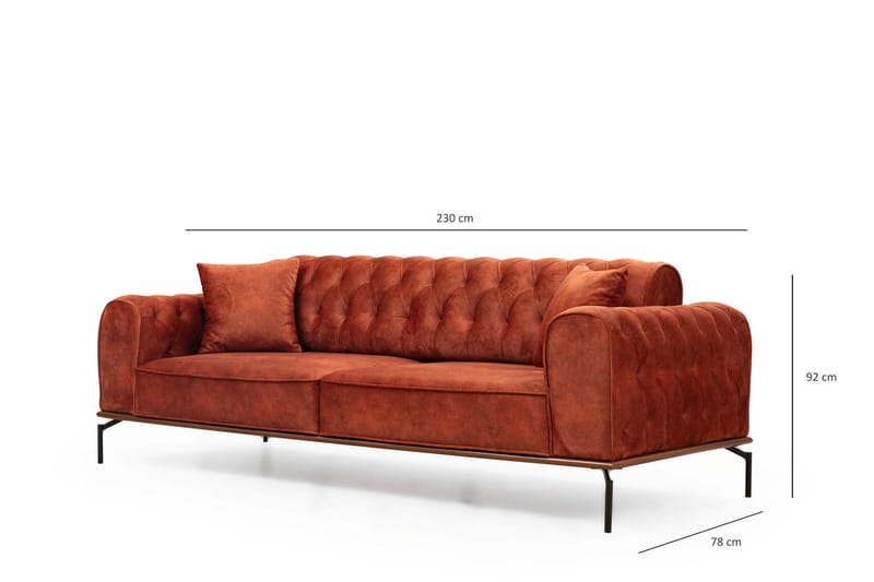 Arakura Sofa 3-seters - Oransje - Møbler - Sofaer - Sofa 3 seter