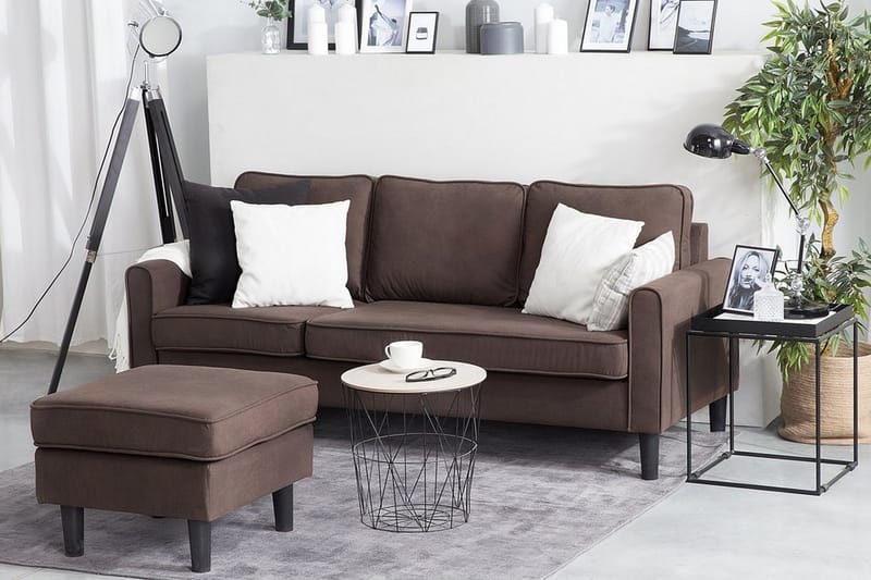 Avesta Sofa 2-4 Sete Med Fotskammel - Brun - Møbler - Sofaer - Sofa 3 seter