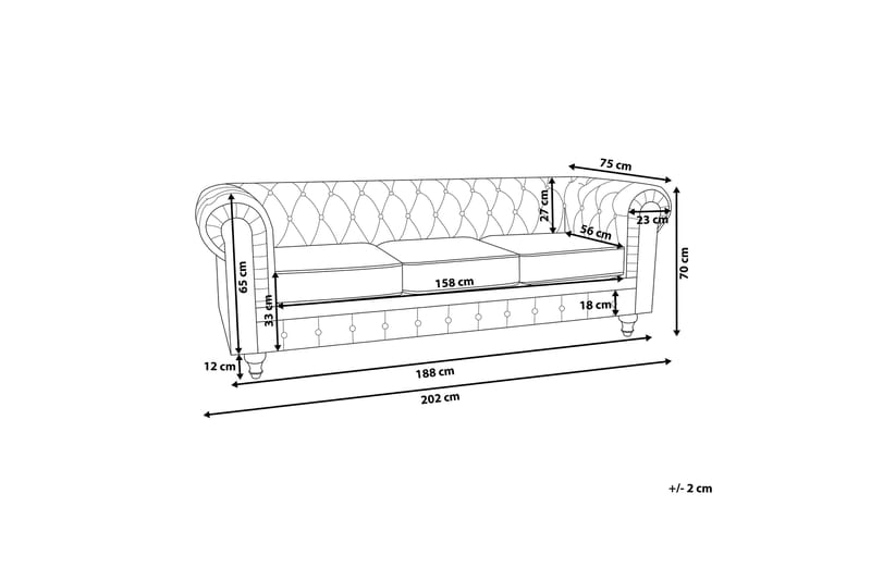 Casonya 3-seter Sofa - Gul/Fløyel - Møbler - Sofaer - Sofa 3 seter